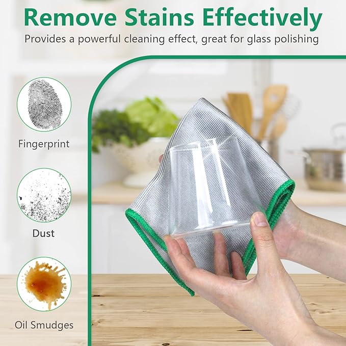 Airlab Glass Polishing Cloth Streak Free Miracle Cleaning Cloth Lint Free Microfiber Cleaning Rags for Glasses Kitchen Dish Mirrors Easy Clean, Pack of 6, 12" x 12"