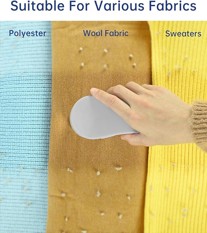 Fabric Shaver Rechargeable, Electric Lint Remover for Clothes & Furniture, Sweater Shaver & Pilling Remover, Depiller with 2 Extra Blades Included, Lint Shaver for Clothing - USB Charge, Gray