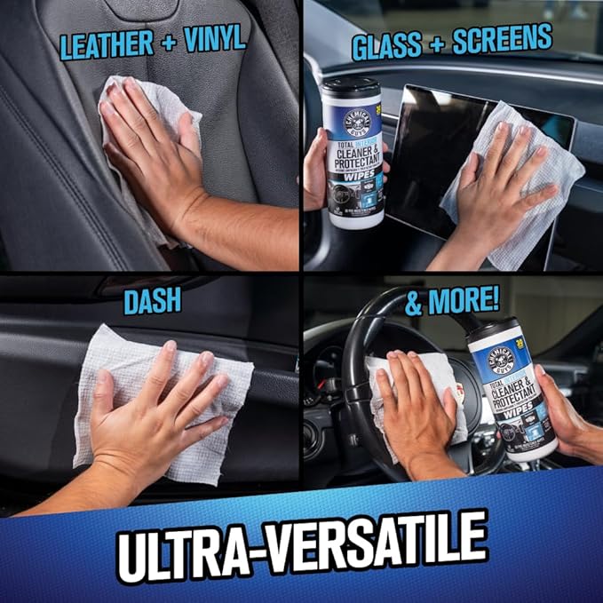 Chemical Guys Canister Wipes - Total Interior Cleaner & Protectant, Great For Cars, Trucks, SUVs, RVs, & More (60 Ct)