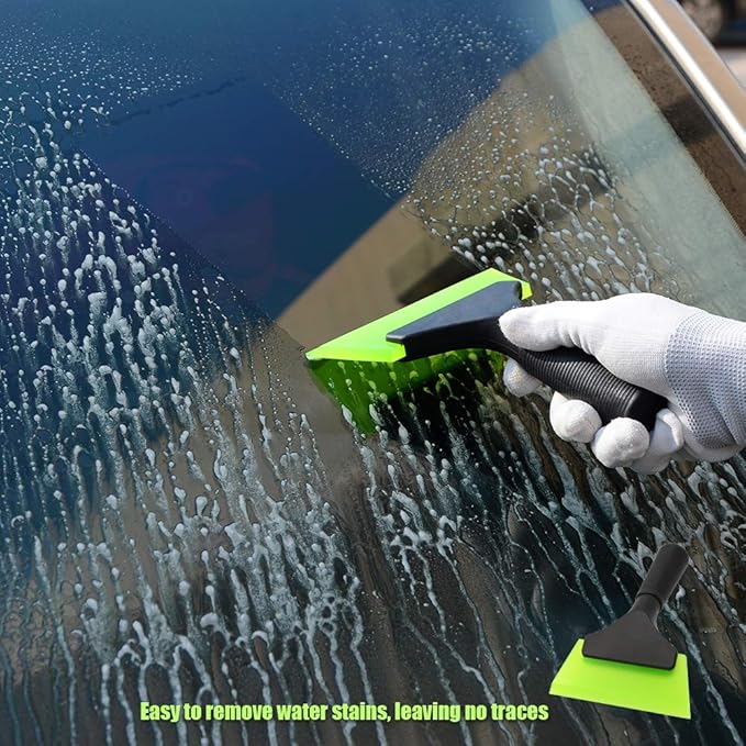 FOSHIO Small Squeegee with 5 Inch Dark Blue & Green Rubber Blade Mini Wiper Window Tinting Tools for Mirror Glass Window Cleaner with Non-Slip Handle, 2 Pack