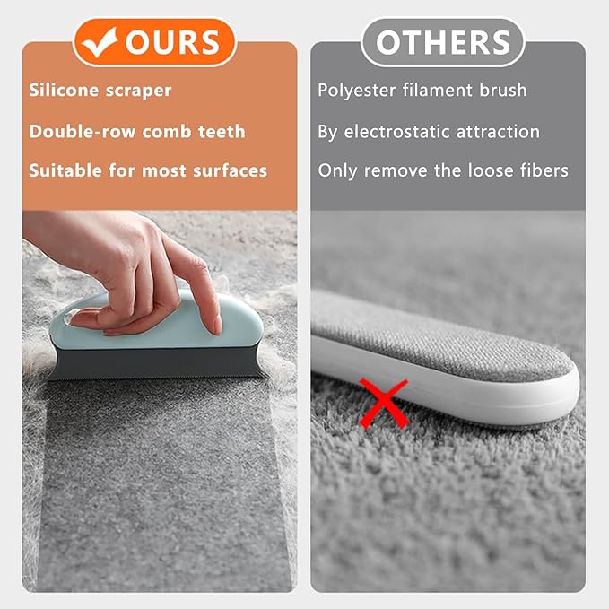 5-Pack Pet Hair Removal Tool, Dog Cat Hair Remover, Fur Remover Tool Cleaner Pro Portable Carpet Scraper for Pet Carpet Clothes Car Floor Mat Sofa Bed Furniture