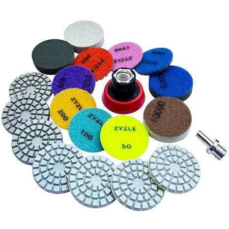 2 Inch Diamond Polishing Pads 11 PCS Wet/Dry Polishing Kit 50-10000 Grit