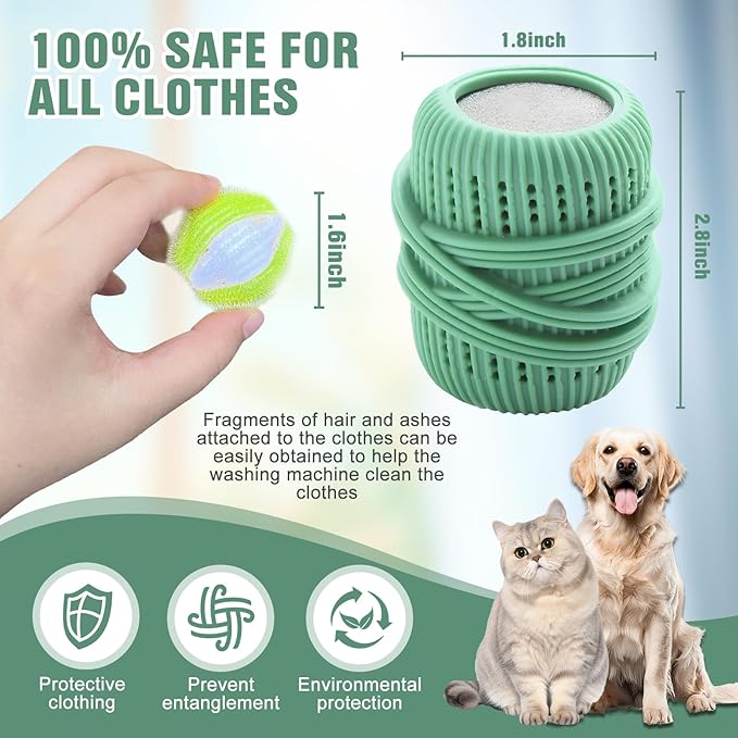 Pet Hair Remover for Laundry,Reusable Dog & Cat Hair Remover for Laundry Effectively Laundry Pet Hair Catcher for Clothes and Bedding,Suitable for lint Catcher for Washing Machine (12, Green)