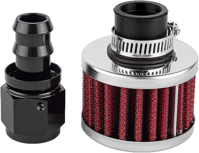 18mm Fuel Cell Breather/Vent -10AN Female Fitting with Air Filter Rebuild Kit
