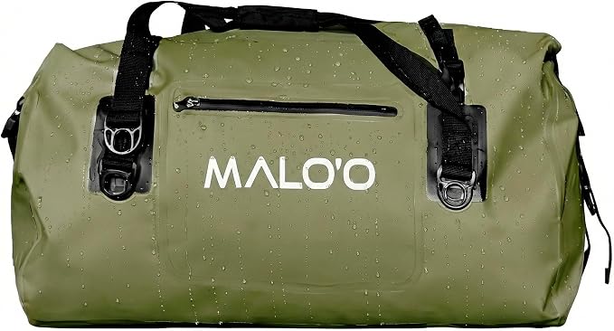Malo’o Waterproof Dry Duffel, Heavy-Duty Roll Top Waterproof Gear Bag with Shoulder Strap & Molle Loops, Marine Duffel f