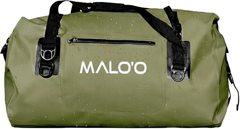 Malo’o Waterproof Dry Duffel, Heavy-Duty Roll Top Waterproof Gear Bag with Shoulder Strap & Molle Loops, Marine Duffel f