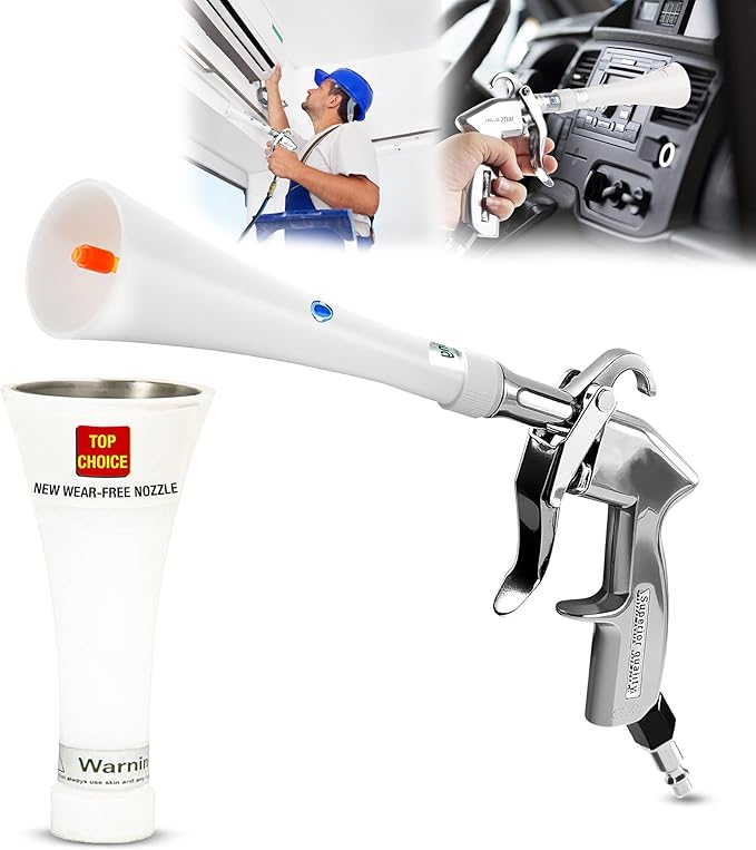 Premium Tornado Air Blow Gun with Nozzle Car Interior cleaning Quickly Blasts Dirt and Dust Dryer Vent Cleaner Wash Kit Hose Car Detailing Supplies Turbo Tool Works with Air Compressor P 6-9.2 Bar
