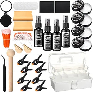 332 Pcs Trading Card Cleaning Repair Kit Includes 4 Cleaning Spray 4 Polishing Paste 200 Cotton Swab 4 Acrylic Discs 8 P