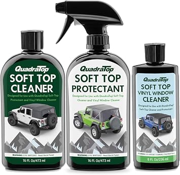 Complete Soft Top Care Kit - Wash Protectant & Window Cleaner for Wrangler & Gladiator Soft Tops - UV-Blocking Water-Rep