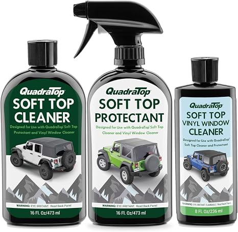 Complete Soft Top Care Kit - Wash Protectant & Window Cleaner for Wrangler & Gladiator Soft Tops - UV-Blocking Water-Rep