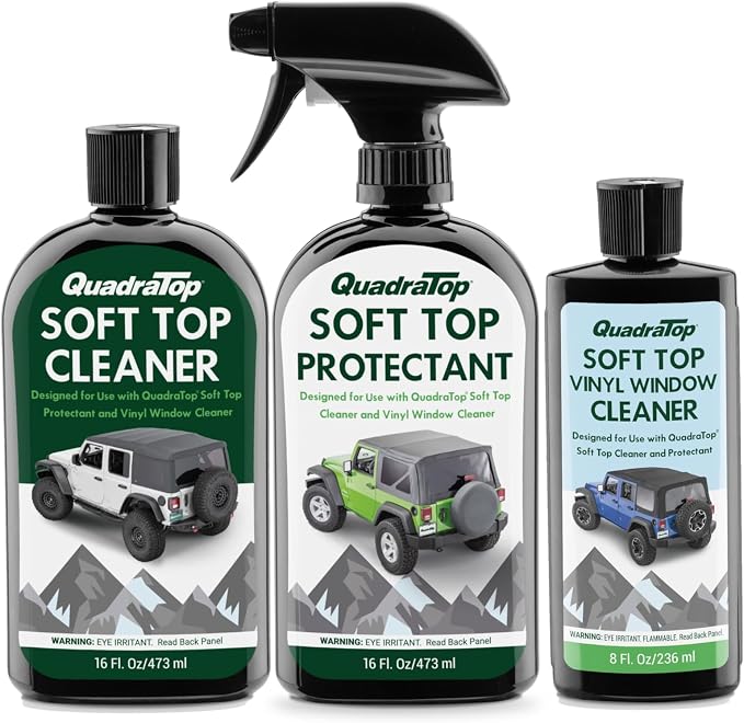 Complete Soft Top Care Kit - Wash Protectant & Window Cleaner for Wrangler & Gladiator Soft Tops - UV-Blocking Water-Rep