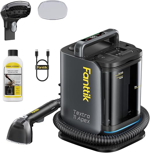 Fanttik Textra 11 Apex Cordless Carpet and Upholstery Cleaner, Self-Cleaning Tool, 150W Brushless Motor, 2 Cleaning Modes, Light-Duty Portable Spot Cleaner for Car, RV Interiors, Sofas, Area Rugs - Cleanova