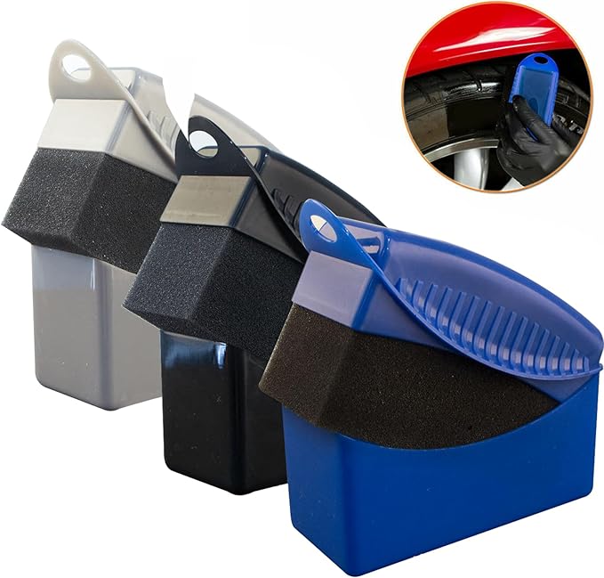 Tire Dressing Applicator, 3 Pieces Tire Shine Applicator with Lid, Reusable Tire Sponge Applicator for Car Truck Tires Waxing Polishing Cleaning