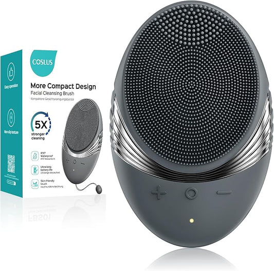 COSLUS FBS01 Facial Cleansing Brush Face Scrubber: Portable Silicone Waterproof Rechargeable Face Wash Brush, 5 Cleansing Modes, Electric Deep Cleaning for Men & Women, Removing Blackhead Exfoliating