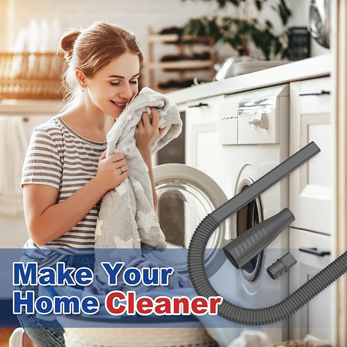 Sealegend 2 Pieces Dryer Vent Cleaner Kit and Flexible Dryer Lint Brush Vacuum Hose Attachment Power Lint Remover Refrigerator Coil Brush, Black