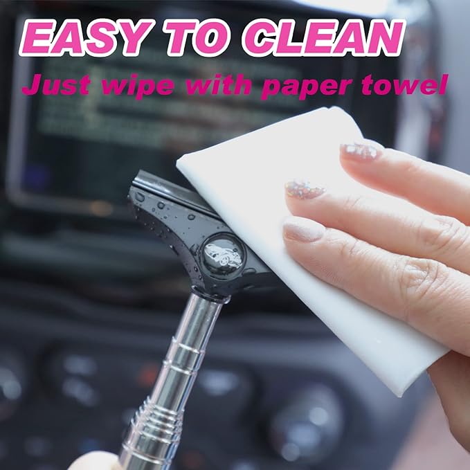 Side Mirror Squeegee, 2 PCS Car Mirror Squeegee, Retractable Car Rearview Mirror Wiper for All Vehicles, Universal Automotive Accessories(Black/Pink)