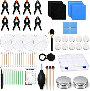 76 Pcs Card Cleaning & Light Repair Kit, Trading Card Care Polishing Tools with 8 Fixing Clips, Plastic Storage Case, Ce