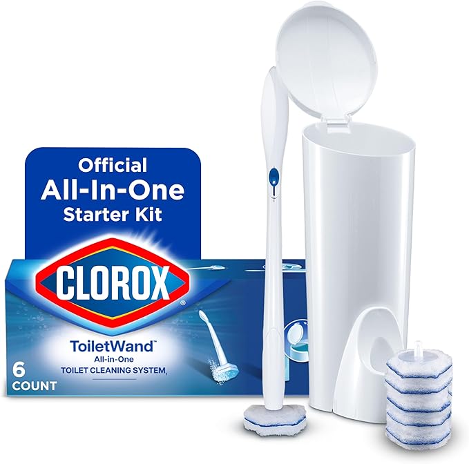 Clorox ToiletWand Toilet Cleaning Kit, ToiletWand, Caddy and 6 Refills, Pack of 6 (Pack May Vary)