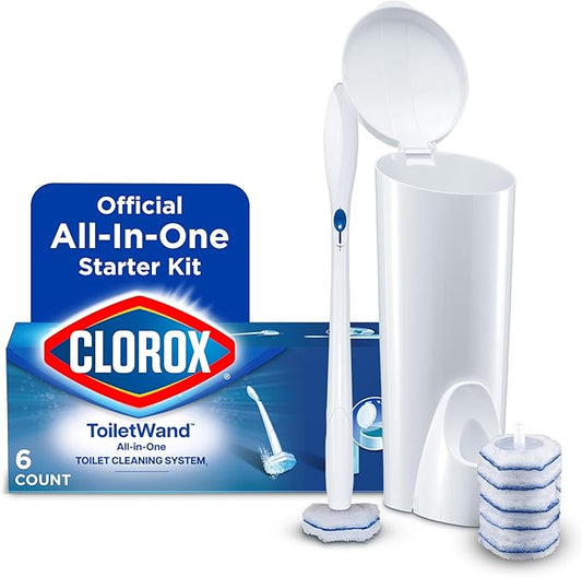 Clorox ToiletWand Toilet Cleaning Kit, ToiletWand, Caddy and 6 Refills, Pack of 6 (Pack May Vary)