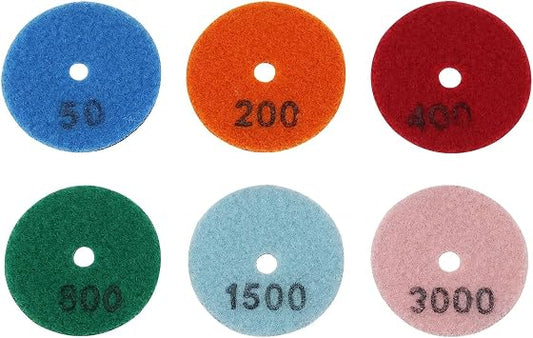 6pcs 2 Inch Dry Diamond Polishing Pads 55mm 50# 200# 400# 800# 1500# 3000# Grits Polishing Pads for Granite Quartz Stone