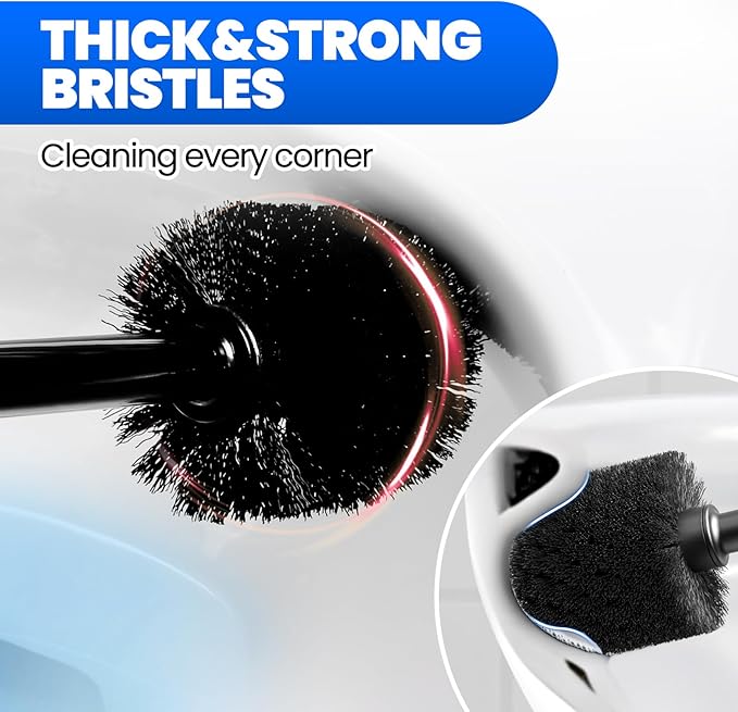 2Pack 2 in 1 Toilet Brush and Plunger Set, Extended Handle Plunger,Toilet Bowl Brush Plunger Set,Bathroom Cleaning Tools,Cleaning Brush,Toilet Brush Plunger Combo(Bright Black)