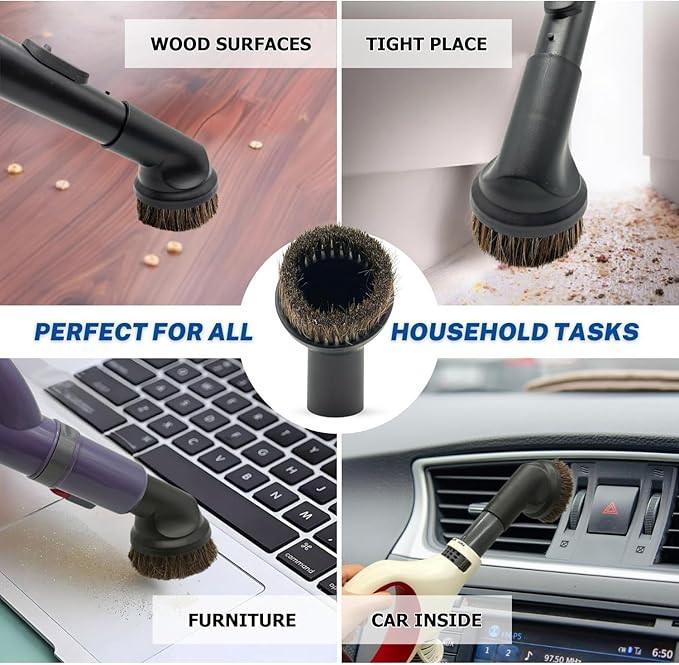 Round Horse Hair Vacuum Brush Attachment for Shark Vacuums, Compatible with Miele C1 Shark NV350 NV360 NV500 NV501 HV300 HV301 HV322 HV371 HV372 (1-3/8'' Vacuum Dusting Brush)
