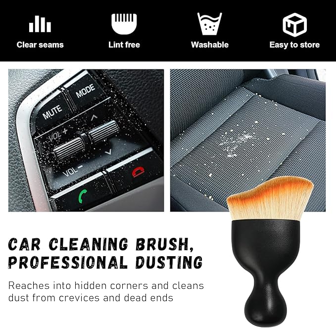 Ziciner Car Detailing Brush, Curved Soft Bristles Auto Removal Dust Collectors, Universal Vehicle Dashboard, Air Conditioner Vents etc Interior Cleaning Tool Accessories (Yellow)