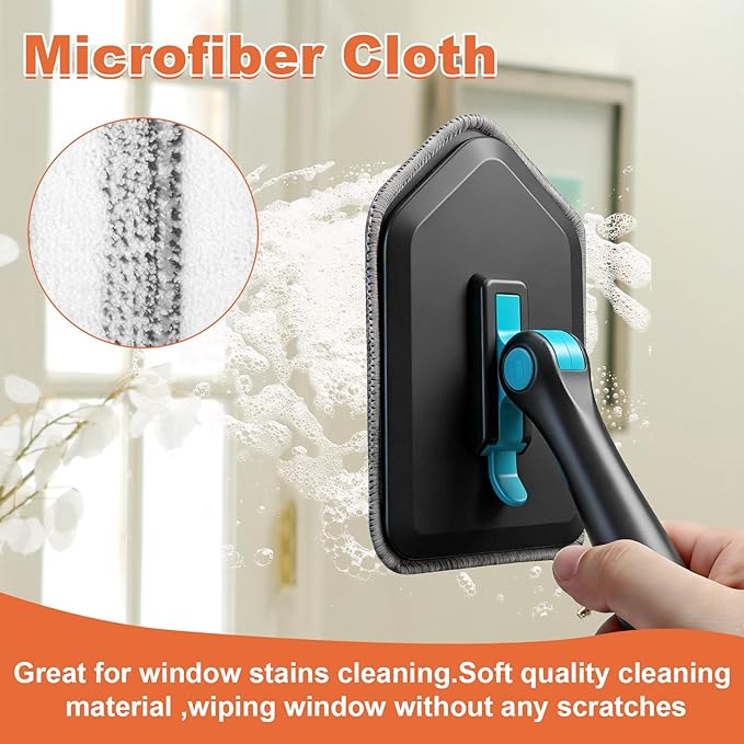 Long Handled Scrub Brush for Shower,3-in-1 Cleaning Brushes with 3 Different Function Cleaning Heads Brush for Shower Cleaning Bathroom Kitchen Walls Tub Tile (Black)