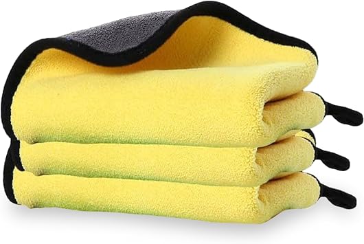 Microfiber Towels for Cars (Pack of 3) - Wash Rags with High GSM, Highly Absorbent, Soft & Lint-Free - Cleaning Rags Clo