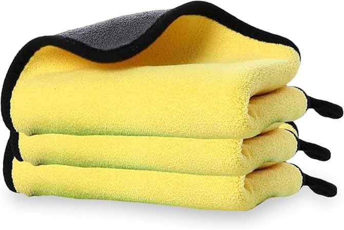 Microfiber Towels for Cars (Pack of 3) - Wash Rags with High GSM, Highly Absorbent, Soft & Lint-Free - Cleaning Rags Clo