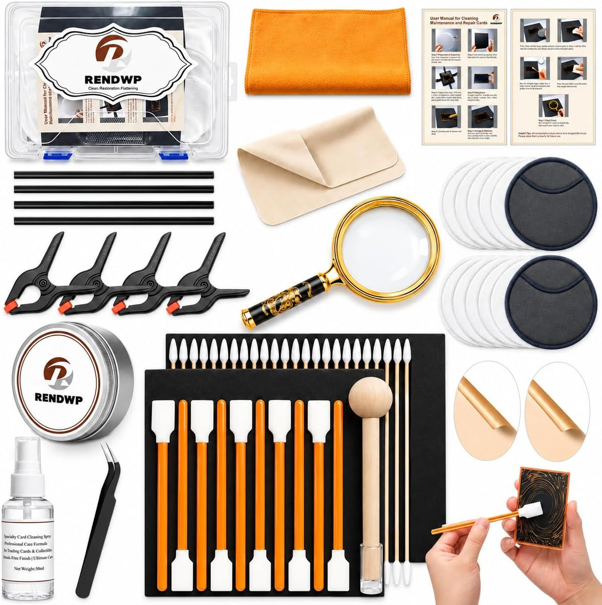 17-in-1 in Box Professional Card Cleaning & Polishing Kit – Complete Restoration, Flattening & Scratch Repair for PSA, Sports & Trading Cards with Fixing Jig & Swab and Polish Compound