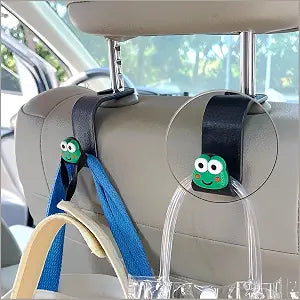 2 Pack Car Headrest Hooks, Cute Frog Car Purse Hook for Seat Back, 360° Rotation Universal Fit Car Bag Holder, Easy Inst