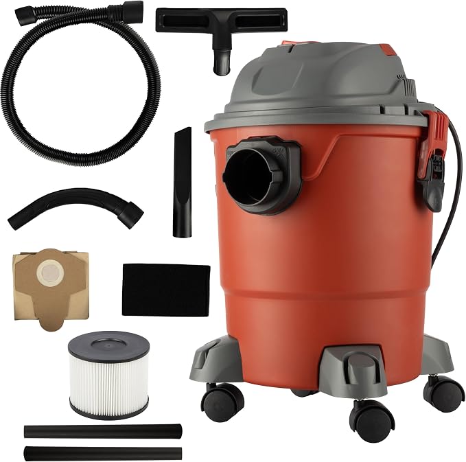 Stalwart Shop Vacuum Wet and Dry Shop Vac, 5.5 Peak HP, 5.5 Gallon