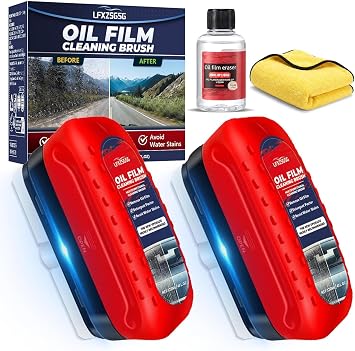 Oil Film Cleaning Brush for Car Windows, 2026 Upgraded Clear Vision Windshield Cleaner with Anti-Rain Coating, Improving