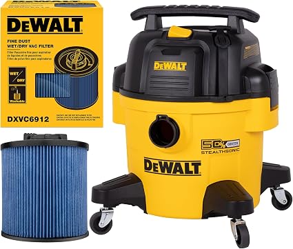 DEWALT 6 Gallon STEALTHSONIC Shop Vacuum Wet and Dry, Shop Vac Filters Replacement for Regular or STEALTHSONIC 6-16 Gall