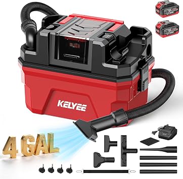 Cordless Shop Vac for Workshop, 4 Gallon Dual 4.0Ah Batteries