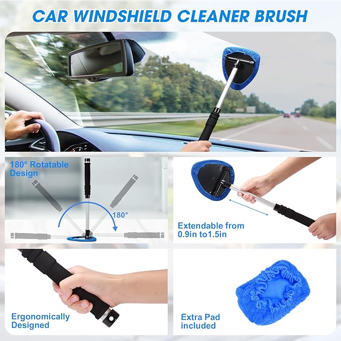25PCS Car Cleaning Kit, Car Detailing Kit Interior with High Power Handheld Vacuum Cleaner, Windshield Cleaner, Cleaning Gel, Professional Auto Accessories for Men, Women
