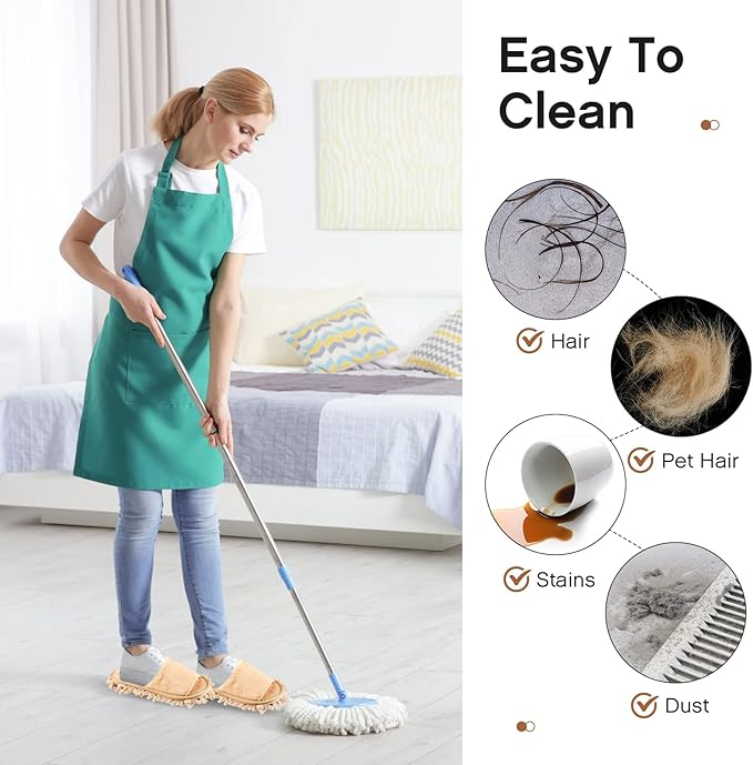 Jecery 2 Pairs Microfiber Cleaning Mop Slippers for Floor Cleaning House Mop Shoes Men and Women Washable Unisex Dusting Slippers Dirt Tool Supplies(Medium,Black, Beige)
