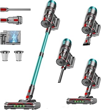 Cordless Vacuum Cleaner,80Mins 600W/50KPA Self-Standing Vacuum Cleaners for Home, Stick Vacuum with Anti-Tangle Brush,LE