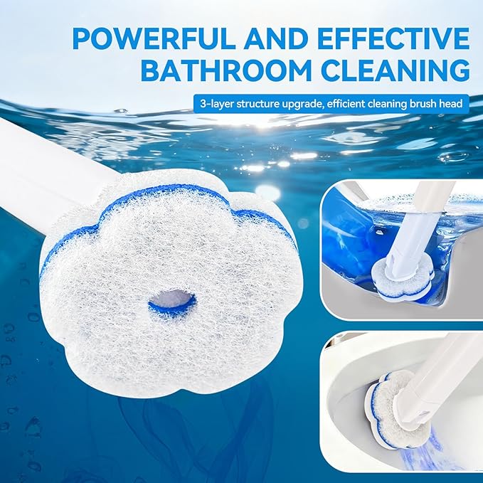 Disposable Toilet Brush with 48 Refills,Toilet Bowl Cleaner,Toilet Cleaning Supplies,Toilet Bowl Brush,Toilet Cleaner Brush,Toilet Brush with Holder for Cleaning and Hygienic (New White)