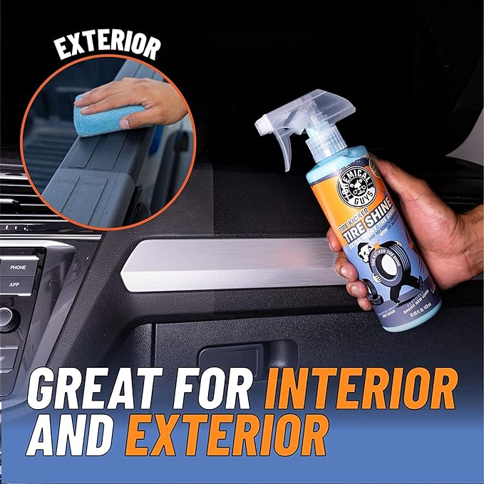 Chemical Guys Tire Kicker Sprayable Extra Glossy Tire Shine Spray, Dry-to-Touch Dressing - Restores Wet Look to Rubber, Vinyl, and Plastic, Safe for Cars, Trucks, Motorcycles, RVs, and More - 16 oz