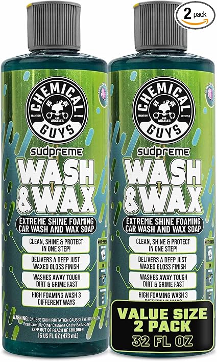 Chemical Guys, Sudpreme Wash & Wax High Suds Carnauba Soap, 16 oz, 2 Pack