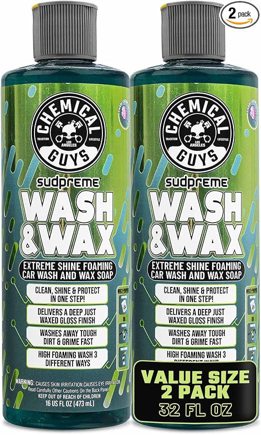 Chemical Guys, Sudpreme Wash & Wax High Suds Carnauba Soap, 16 oz, 2 Pack