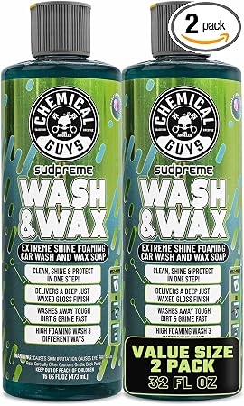 Chemical Guys, Sudpreme Wash & Wax High Suds Carnauba Soap, 16 oz, 2 Pack