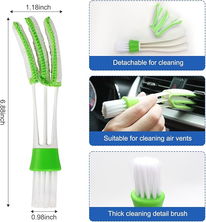 Auto Car Detailing Brush Set Car Interior Cleaning Kit Includes 3 Boar Hair Detail Brush,3 Wire Brush, 3 Air Vent Brush for Cleaning Car Interior Exterior, Dashboard Engines Leather Wheel