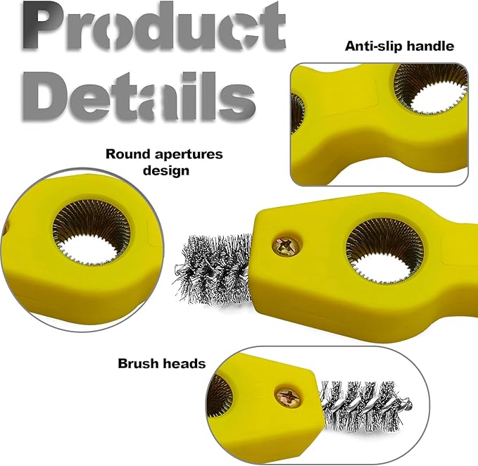 ZOKYUYS® 4 in 1 Car Battery Cleaning Brush, Anti-Corrosion Battery Terminals, Copper Pipes Cleaner Brush Tool, Universal for Automotive and Marine for Plumbing Installation Soldering Brazing (Yellow)