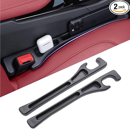 EnzeroTools Car Seat Gap Filler, 2-Pack No-Drop Seat Side Gap Seam Filler Organizer with Phone Holder, Universal Fit Fil