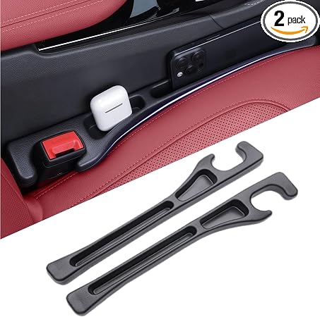 EnzeroTools Car Seat Gap Filler, 2-Pack No-Drop Seat Side Gap Seam Filler Organizer with Phone Holder, Universal Fit Fil