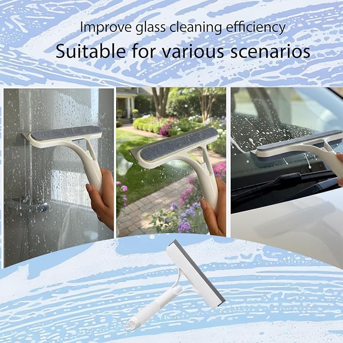3 in 1 Window Cleaning Scraper,Multifunctional Spray Window Squeegee Cleaner Tool,Mirrors Scraper,Squeegee and Scrubber Spray Bottle Window Squeegee for Glass Doors,Glass Cleaner Tool