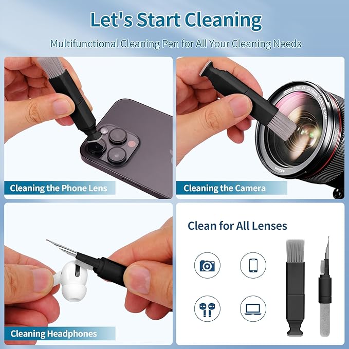 Keyboard Cleaner Laptop Cleaning Kit - Computer Tech Cleaning Brush, Electronic Screen Cleaner Spray and Wipe with Multi-Function Cleaning Tool for MacBook, Tablet, iPhone, Earbuds, Camera, Gaming